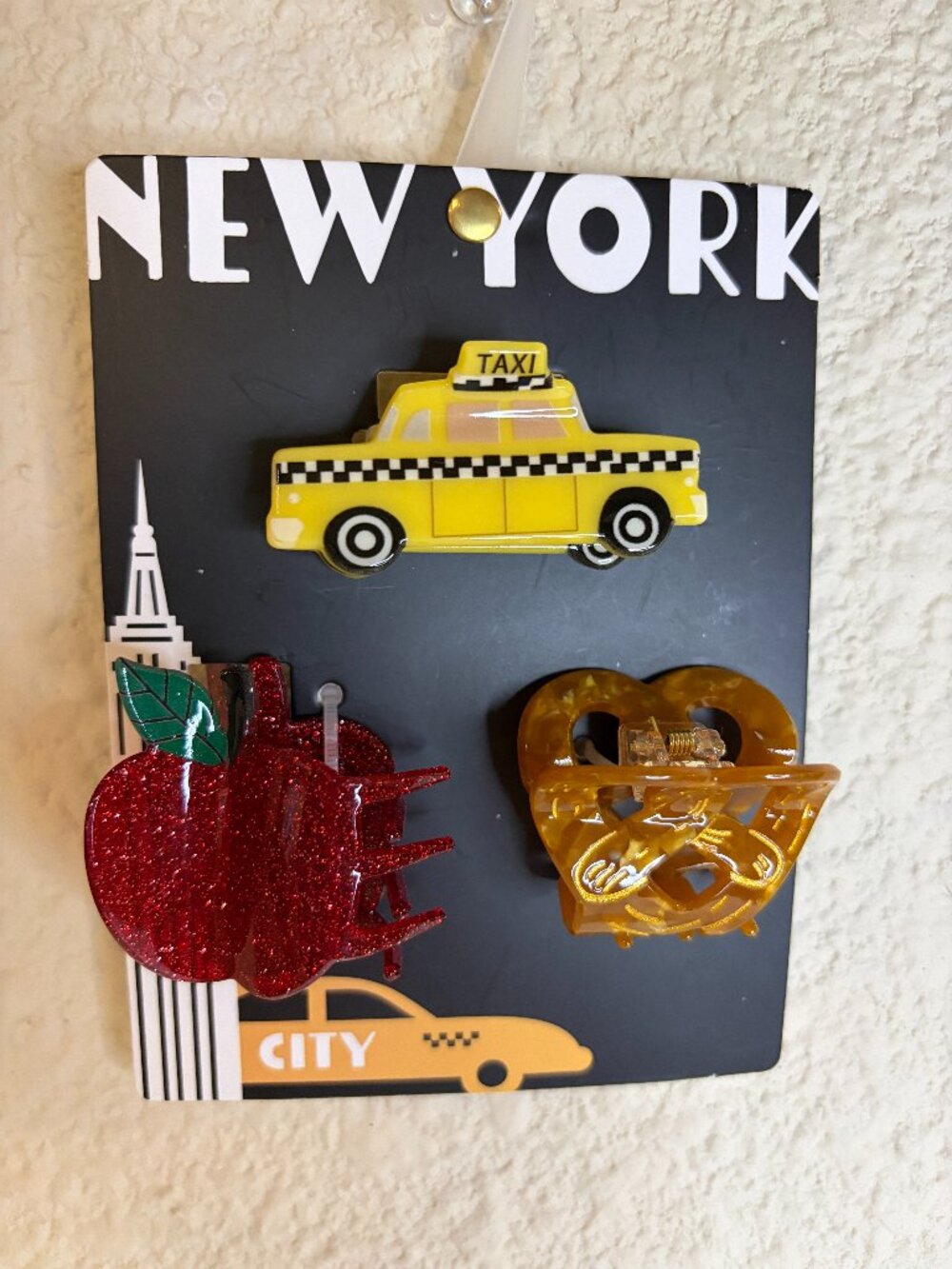 New York City Taxi Apple Pretzel Hair Clip Claw Clip Set Y2K